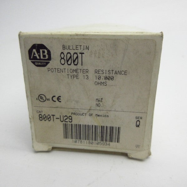 ALLEN BRADLEY 800T-U29 SER. Q 300VAC/DC (WH) NSMP