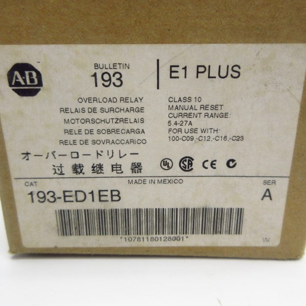 ALLEN BRADLEY 193-ED1EB SER. A 600V 5.4-27A (BR/WH) NSMP