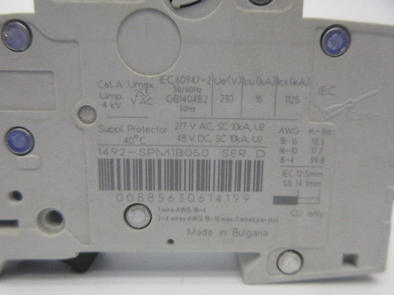 ALLEN BRADLEY 1492-SPM1B050 SER. D 277VAC 5A NSNP