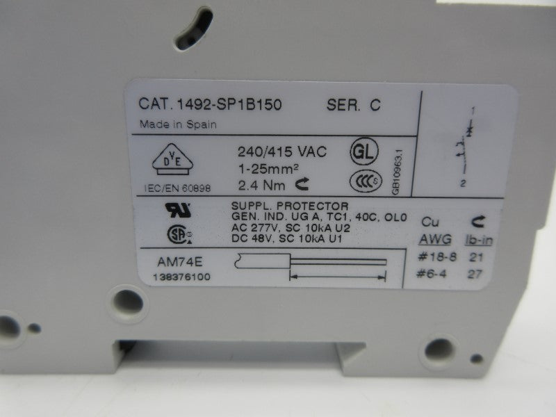 ALLEN BRADLEY 1492-SP1B150 SER. C 240/415VAC 15A NSNP