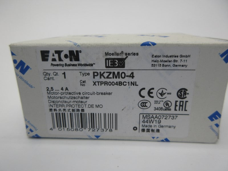 EATON XTPR004BC1NL PKZM0-4 600V 2.5-4A NSMP