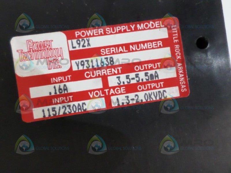 POWER TECHNOLOGY L92X POWER SUPPLY  UNMP
