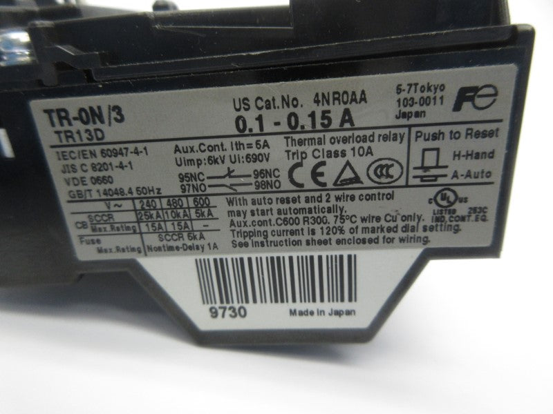 FUJI ELECTRIC 4NR0AA TR-0N/3 690V 0.1-0.15A NSNP