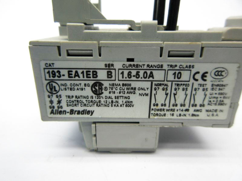 INDUSTRIAL SPARE PART 193-EA1EB SER. B 600V 1.6-5.0A NSNP