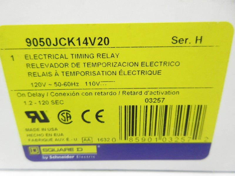 SQUARE D 9050JCK14V20 SER. H 120V 10A 1.2-120S NSMP