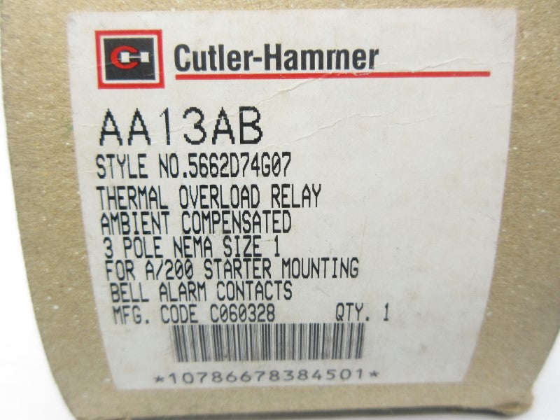 CUTLER HAMMER AA13AB 600VAC NSMP