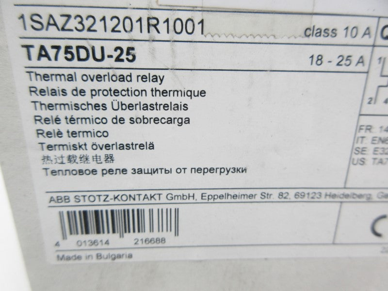 ABB TA75DU-25 1SAZ321201R1001 690V 18-25A NSMP