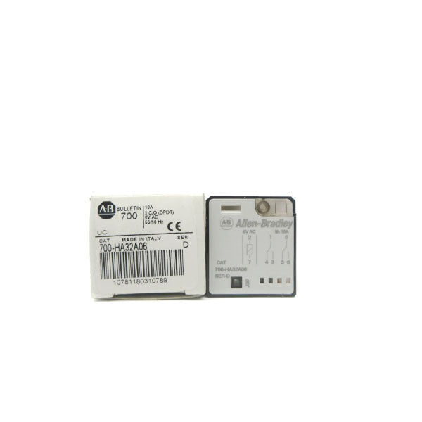ALLEN BRADLEY 700-HA32A06 SER. D 6VAC 10A (WH) NSMP