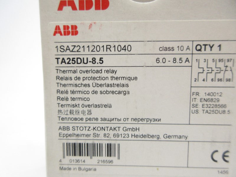 ABB TA25DU-8.5 1SAZ211201R1040 690V 6.0-8.5A NSMP