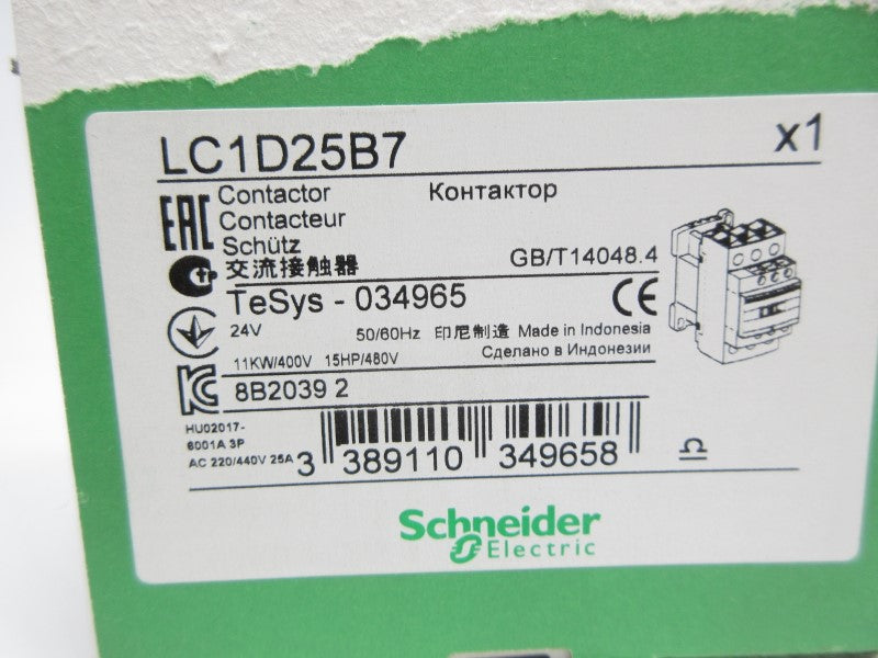 SCHNEIDER ELECTRIC LC1D25B7 24V NSMP