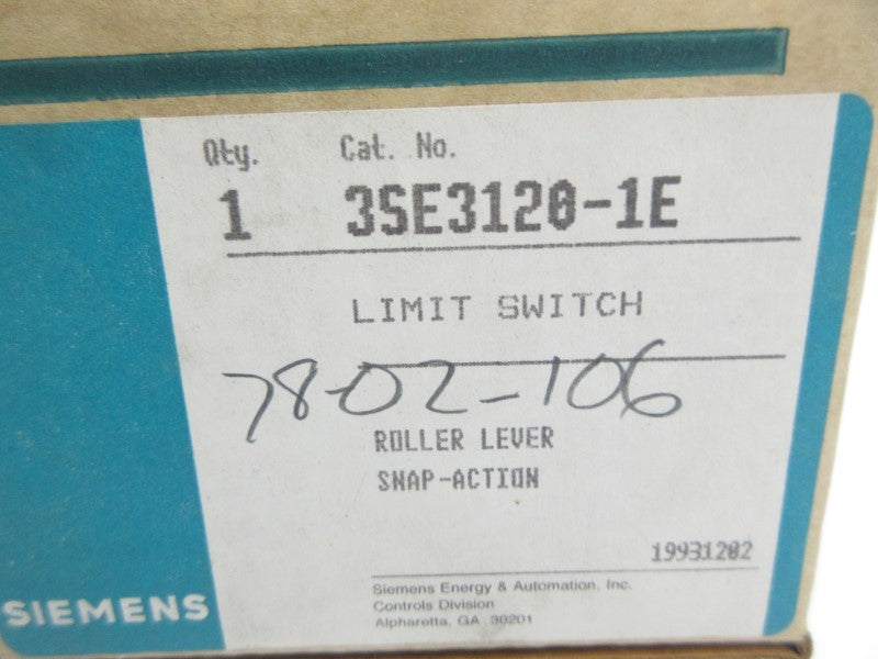 SIEMENS 3SE3120-1E 600VAC 10A NSMP