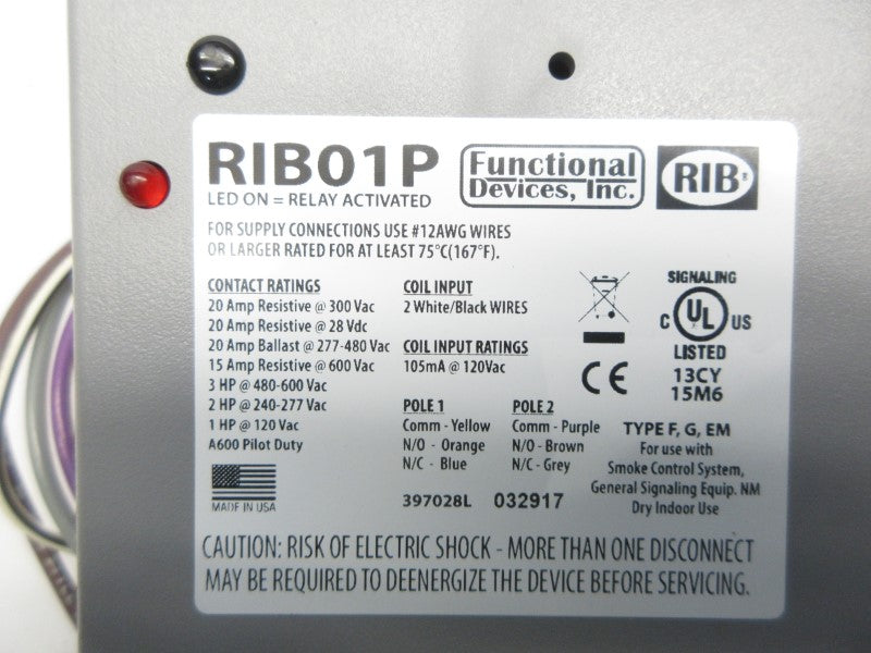 RIB RIB01P 120VAC 20A NSNP