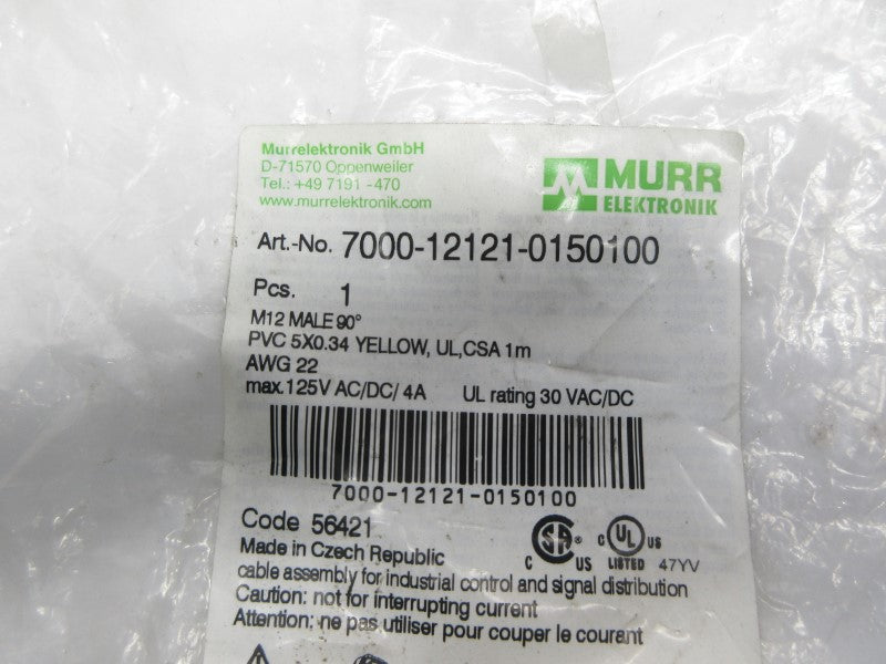MURR ELEKTRONIK 7000-12121-0150100 125VAC/DC 4A NSMP