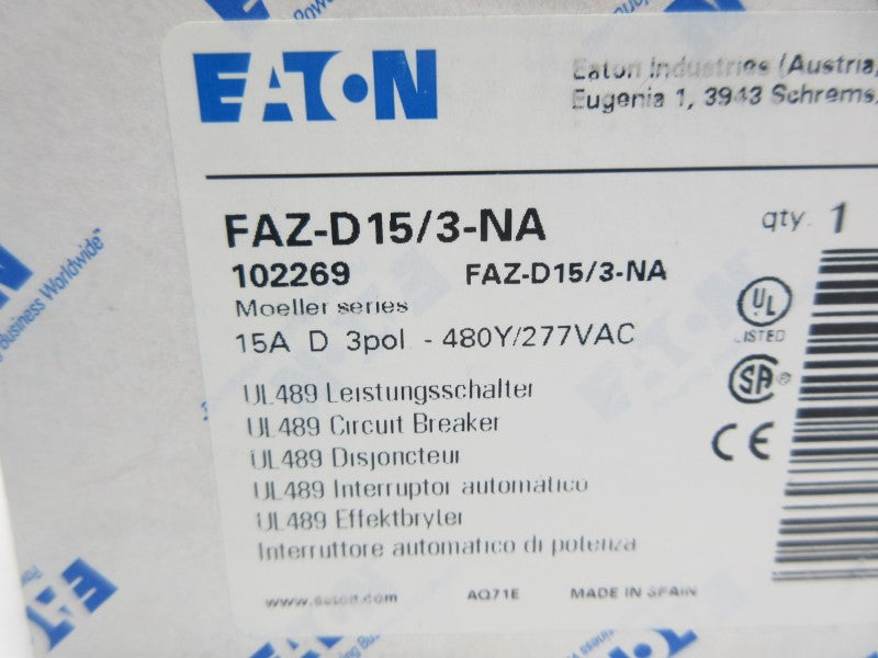 EATON FAZ-D15/3-NA 102269 277VAC 15A NSMP