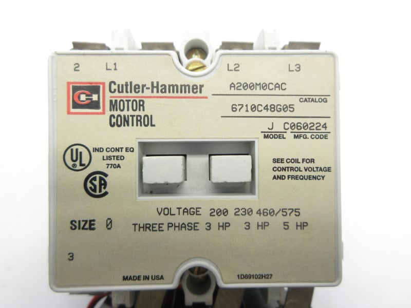 CUTLER HAMMER A200M0CAC 575V NSNP
