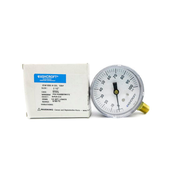 ASHCROFT 25W1005H02L100# 0-100PSI 2-1/2" NSMP