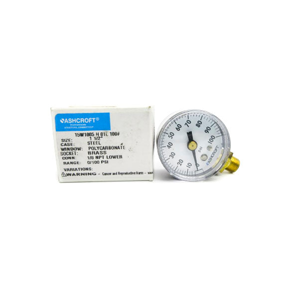 ASHCROFT 15W1005H01L100# 0-100PSI 1-1/2" NSMP