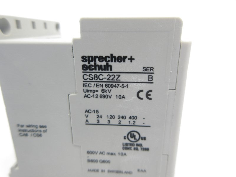 SPRECHER+SCHUH CS8C-22Z-125D SER. B 125VDC 10A NSNP