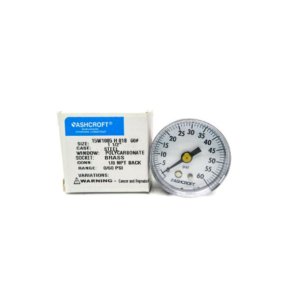 ASHCROFT 15W1005H01B60# 0-60PSI 1-1/2" NSMP
