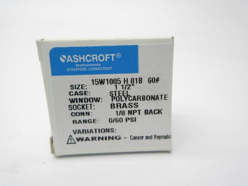 ASHCROFT 15W1005H01B60# 0-60PSI 1-1/2" NSMP