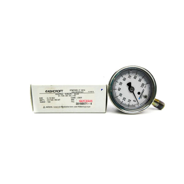ASHCROFT 25-1009-AW-02L-100# 100PSI 2-1/2" NSMP