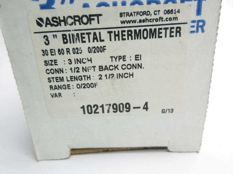 ASHCROFT 30EI60R0250/200F 3" NSMP
