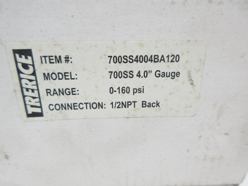 TRERICE 700SS4004BA120 0-160PSI 1/2" NSMP