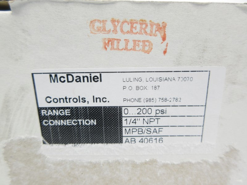 MCDANIEL CONTROLS MPB/SAF 0-200PSI 1/4" NSMP