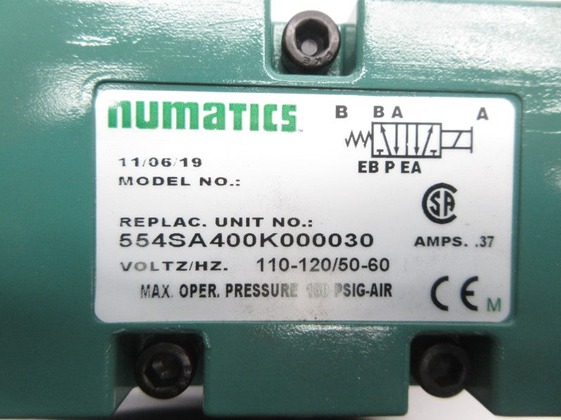 NUMATICS 554SA400K000030 110-120V .37A 150PSI (AS PICTURED) NSNP