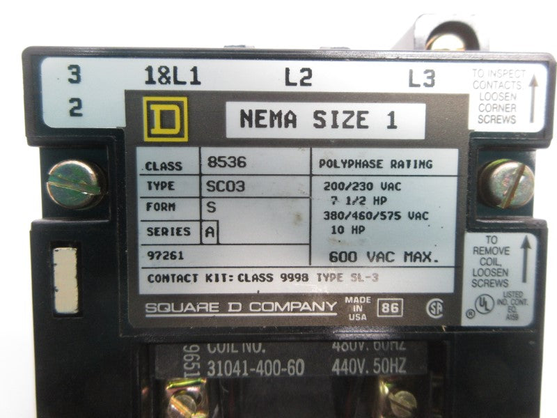 SQUARE D 8536SCO3V06 SER. A 440/480V NSNP