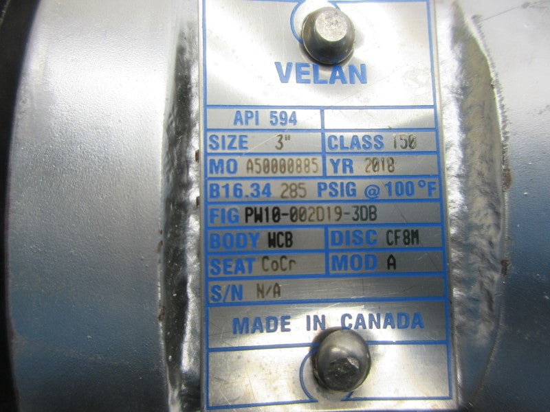 VELAN PW10-002D19-3DB 285PSI 3" NSNP