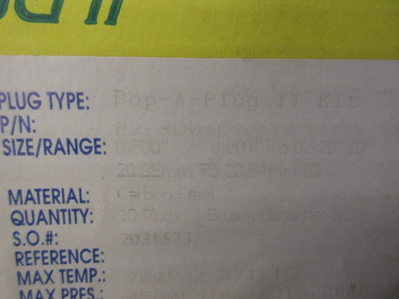 POP-A-PLUG P2-800-C (PKG OF 10) NSFS