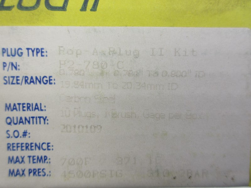 POP-A-PLUG P2-780-C (PKG OF 10) NSFS