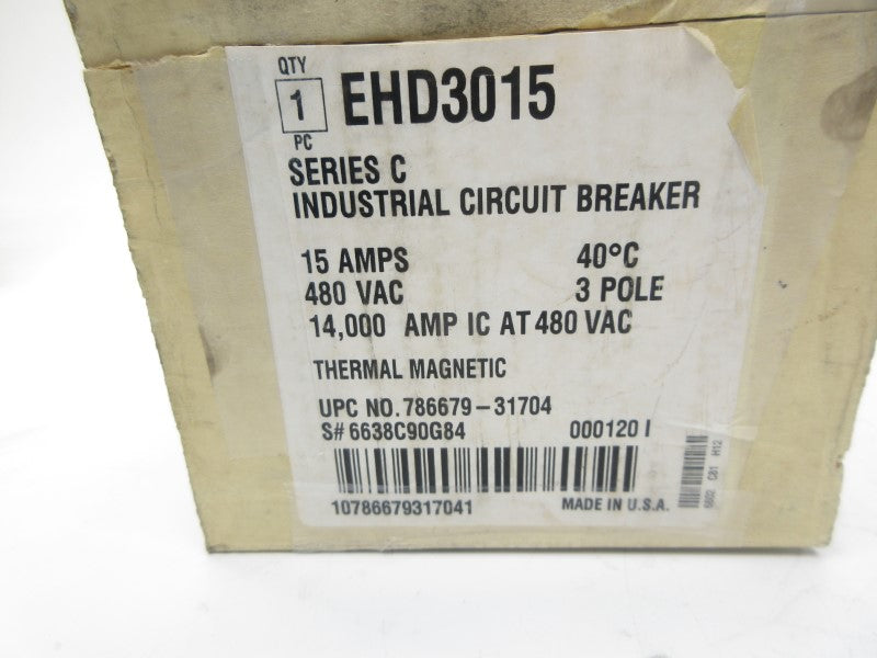 CUTLER HAMMER EHD3015 SER. C 480VAC 15A NSMP