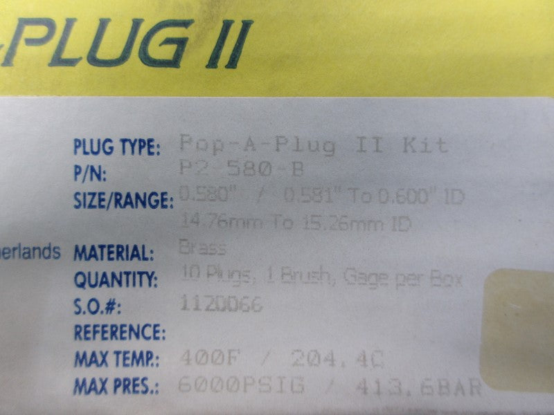 POP-A-PLUG P2-580-B (PKG OF 10) NSFS