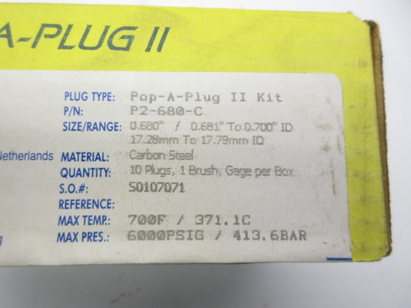POP-A-PLUG P2-680-C (PKG OF 10) NSFS