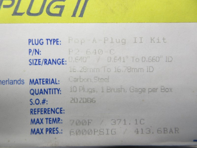POP-A-PLUG P2-640-C (PKG OF 10) NSFS
