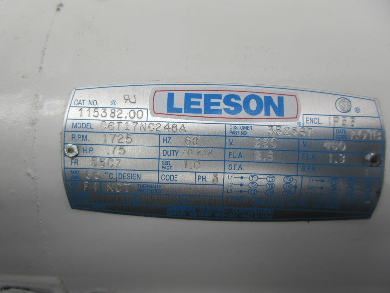 LEESON C6T17NC248A 115382.00 230/460V 2.6/1.3A NSNP