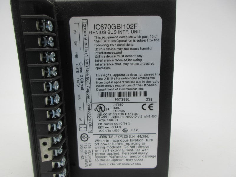 FANUC IC670GBI102F 115VAC NSNP