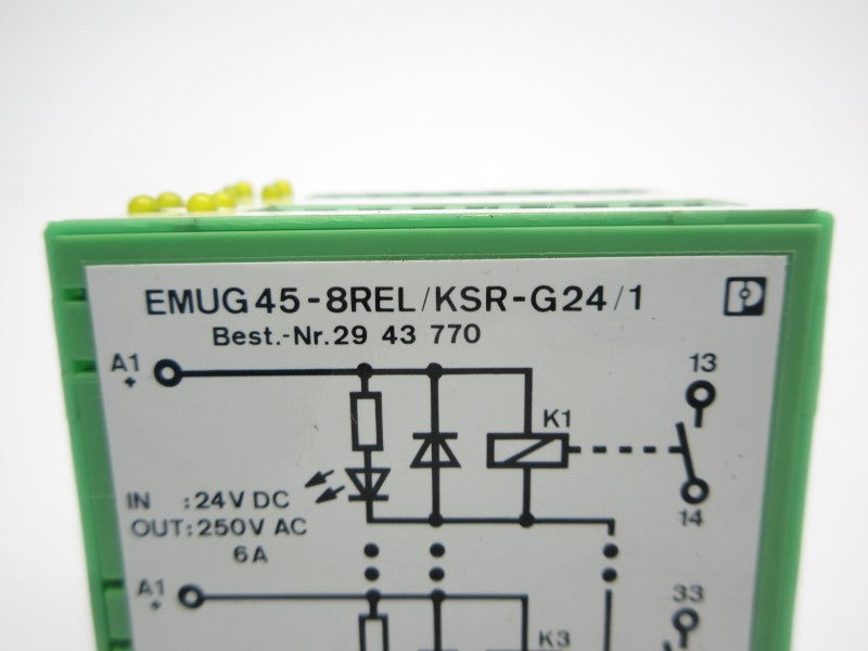 PHOENIX CONTACT EMUG45-8REL/KSR-G24/1 2943770 24VDC 6A NSNP