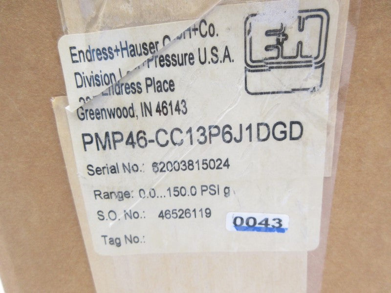ENDRESS+HAUSER PMP46-CC13P6J1DGD 150PSI NSMP