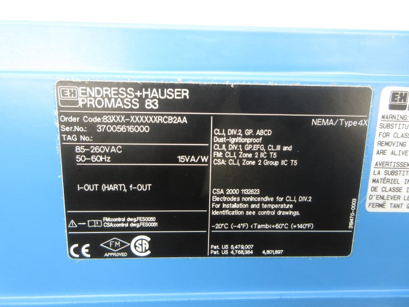 ENDRESS+HAUSER 83XXX-XXXXXXRCB2AA PROMASS83 85-260VAC NSNP
