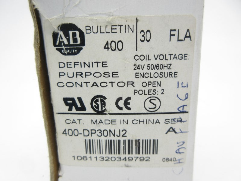 ALLEN BRADLEY 400-DP30NJ2 SER. A 24V 30A (WH) NSMP