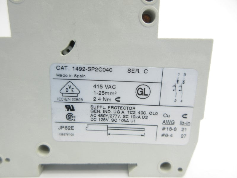ALLEN BRADLEY 1492-SP2C040 SER. C 415VAC 4A NSNP