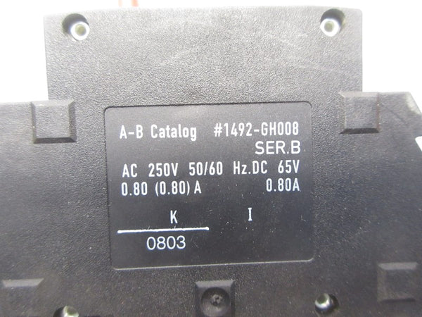 ALLEN BRADLEY 1492-GH008 SER. B 250VAC 0.80A NSNP