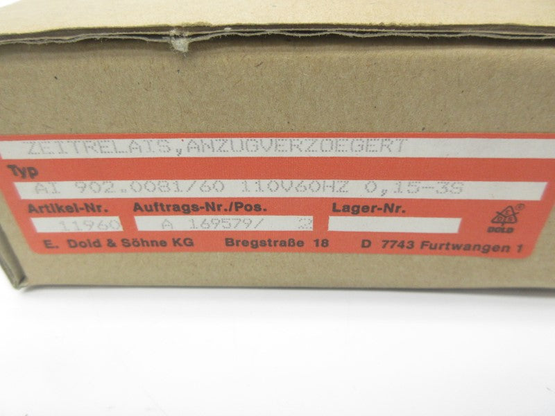 E. DOLD & SOHNE AI902.0081/60 110V 0.15-3S NSMP