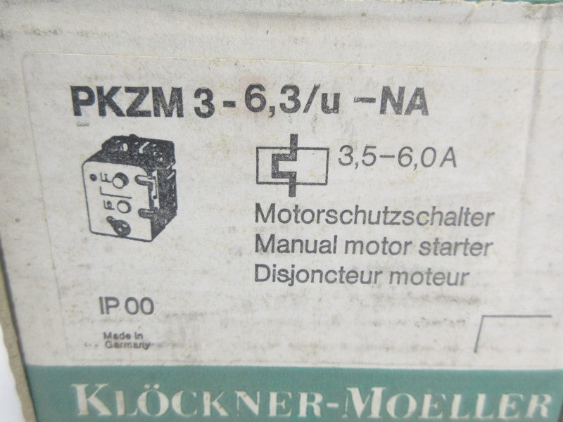 KLOCKNER MOELLER PKZM3-6,3/U-NA 600VAC 3.5-6.0A NSMP