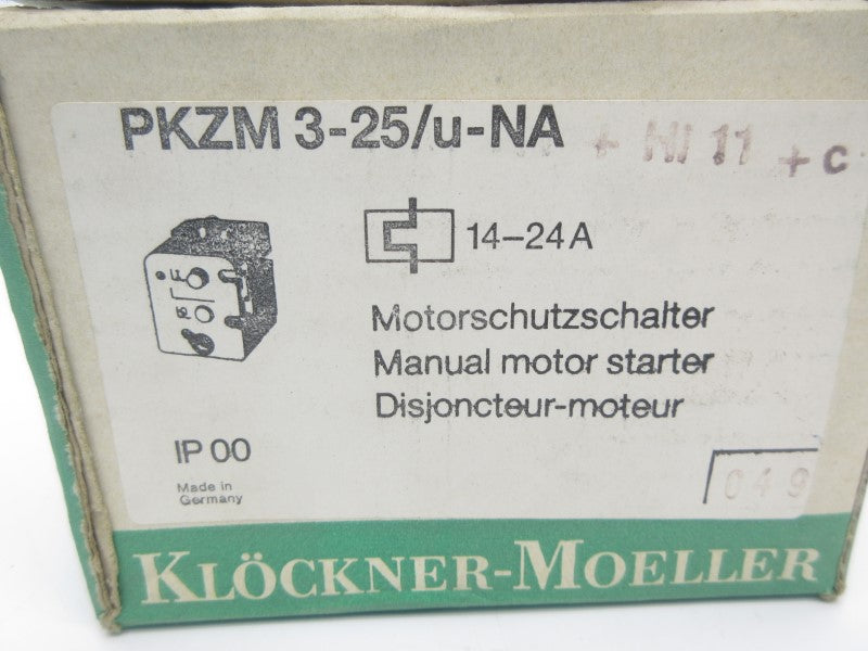 KLOCKNER MOELLER PKZM3-25/U-NA 600VAC 14-24A NSMP