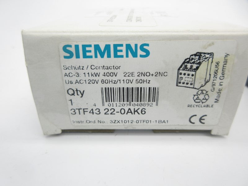 SIEMENS 3TF4322-0AK6 110/120V 30A NSMP