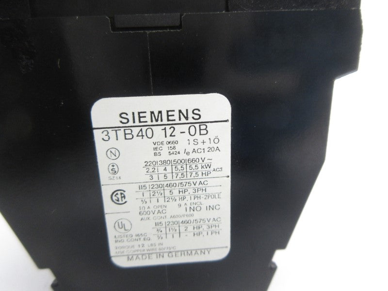 SIEMENS 3TB4012-0B 24VDC 20A NSNP